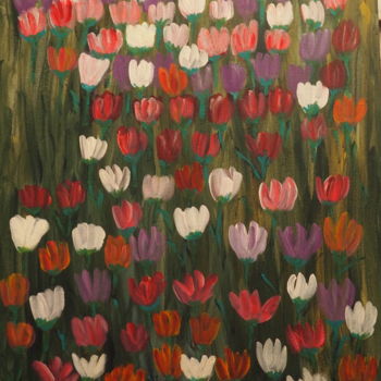 Painting titled "Spring crocuses (Wi…" by Janina Krasnicka, Original Artwork, Acrylic