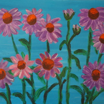 Painting titled "Echinacea flowers (…" by Janina Krasnicka, Original Artwork, Acrylic