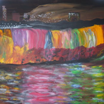 Malarstwo zatytułowany „Nigara Falls in the…” autorstwa Janina Krasnicka, Oryginalna praca, Akryl