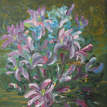 Malarstwo zatytułowany „Blossoming magnolia…” autorstwa Janina Krasnicka, Oryginalna praca, Akryl