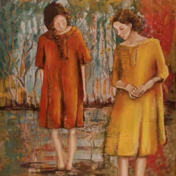 Peinture intitulée "Filles complices" par Janine Mary, Œuvre d'art originale, Huile