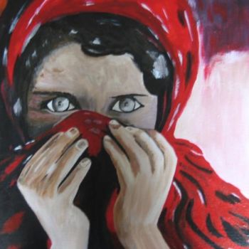 Painting titled "petite fille Afghane" by Janine Roquessalane, Original Artwork