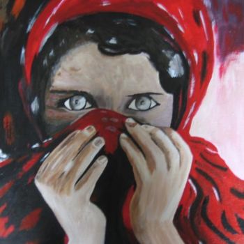 Peinture intitulée "petite afghane" par Janine Roquessalane, Œuvre d'art originale
