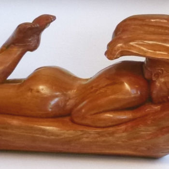 Sculpture titled ""vague à l'âme"" by Janine Le Cann, Original Artwork, Wood