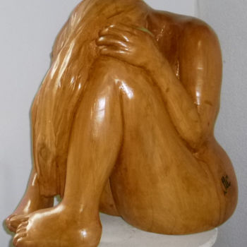 Sculpture intitulée "chagrin.jpg" par Janine Le Cann, Œuvre d'art originale, Bois