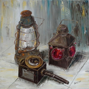 Painting titled "vieilles-lampes.jpg" by Janine Le Cann, Original Artwork