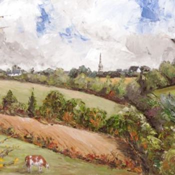 Peinture intitulée "les champs près de…" par Janine Le Cann, Œuvre d'art originale