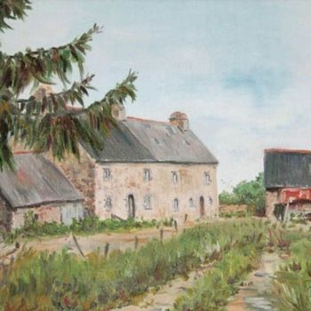 Painting titled "la ferme de Ste-Mar…" by Janine Le Cann, Original Artwork