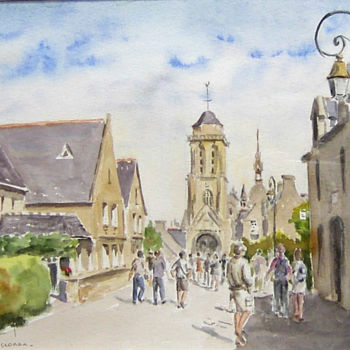 Painting titled "Locronan" by Janine Le Cann, Original Artwork