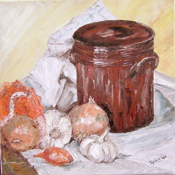 Pintura intitulada "les oignons" por Janine Le Cann, Obras de arte originais