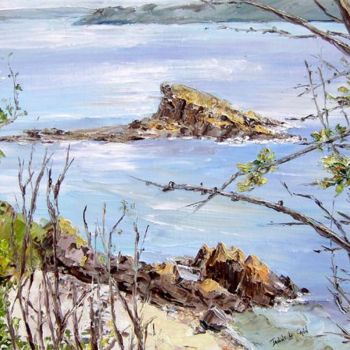 Peinture intitulée "l'île grise" par Janine Le Cann, Œuvre d'art originale