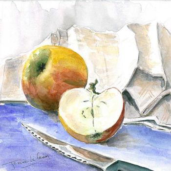Painting titled "pomme" by Janine Le Cann, Original Artwork