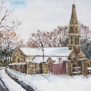 Pintura intitulada "neige à Ste Marguer…" por Janine Le Cann, Obras de arte originais