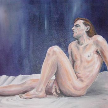 Schilderij getiteld "nu homme" door Janine Le Cann, Origineel Kunstwerk