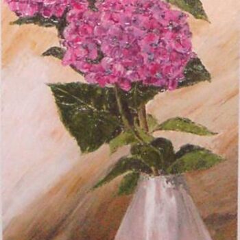Painting titled "hortensias" by Janine Le Cann, Original Artwork