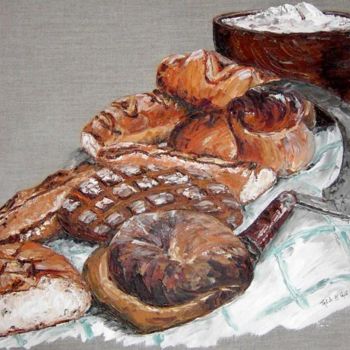 Malerei mit dem Titel "le pain" von Janine Le Cann, Original-Kunstwerk