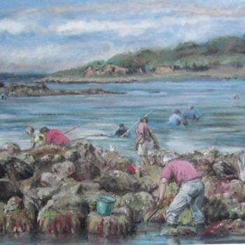 Peinture intitulée "marée à Pennalan" par Janine Le Cann, Œuvre d'art originale