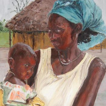 Dibujo titulada "senegal" por Janine Le Cann, Obra de arte original