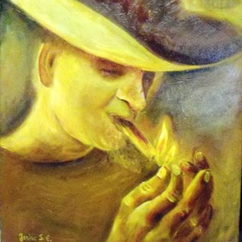 Painting titled "no smoking" by Janine Skayem, Original Artwork, Oil