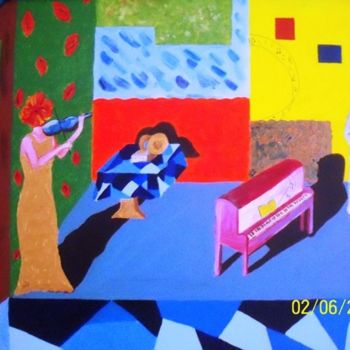 Painting titled "chambre de musique" by Janine Skayem, Original Artwork