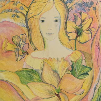 Peinture intitulée "Spring Glory" par Mgr. Janka Anděl Šustrová, Œuvre d'art originale, Pastel Monté sur Carton