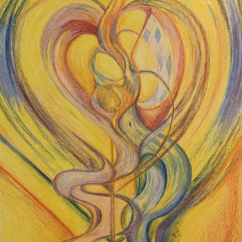 Картина под названием "Love in us - matern…" - Mgr. Janka Anděl Šustrová, Подлинное произведение искусства, Пастель Установл…