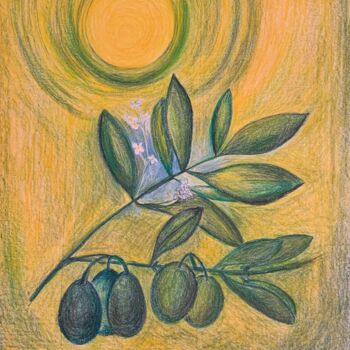 Peinture intitulée "Olives" par Mgr. Janka Anděl Šustrová, Œuvre d'art originale, Pastel