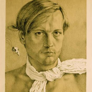 Malerei mit dem Titel "Man met halsdoek" von Jan Muës, Original-Kunstwerk, Öl