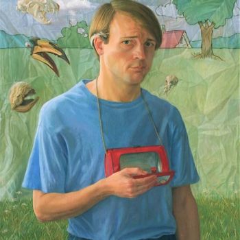 Painting titled "Beteuterd zelfportr…" by Jan Muës, Original Artwork, Oil
