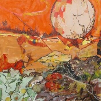 Peinture intitulée "Planète Orange" par Jann, Œuvre d'art originale