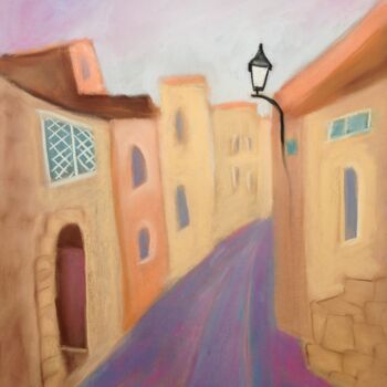 Drawing titled "street in Safed 10" by Janna Shulrufer, Original Artwork, Pastel