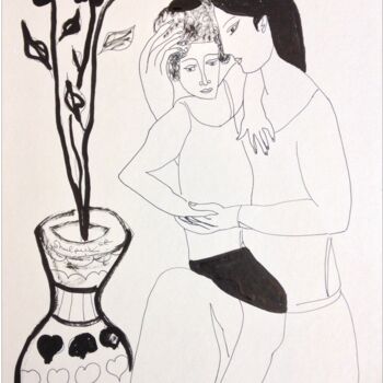 「motherhood 1」というタイトルの描画 Janna Shulruferによって, オリジナルのアートワーク, インク