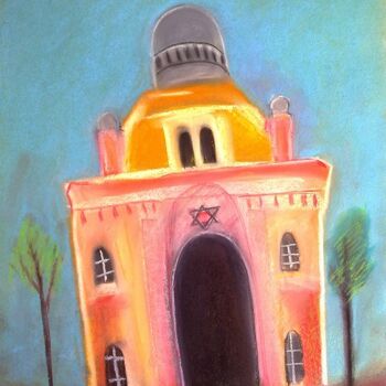Drawing titled "synagogue 1" by Janna Shulrufer, Original Artwork, Pastel