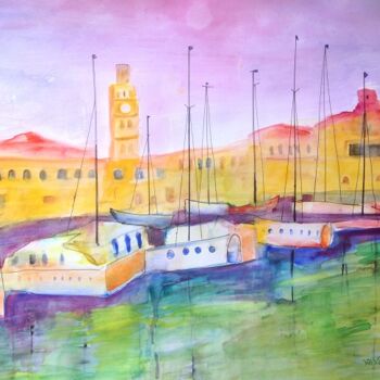 Painting titled "view at Acre" by Janna Shulrufer, Original Artwork, Watercolor