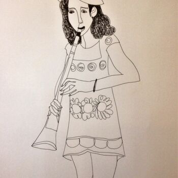 Drawing titled "musician" by Janna Shulrufer, Original Artwork, Gel pen