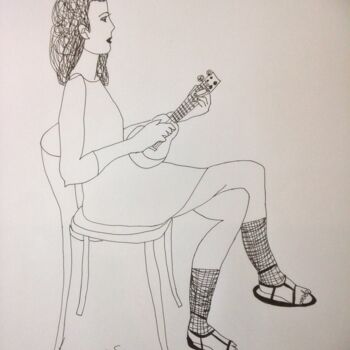 Zeichnungen mit dem Titel "to music" von Janna Shulrufer, Original-Kunstwerk, Gel Stift