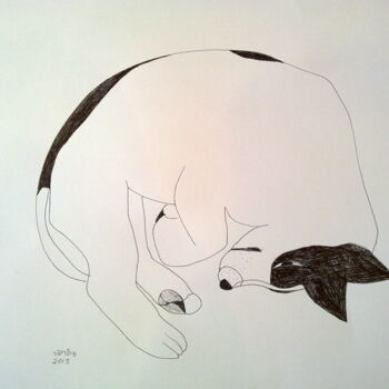 Disegno intitolato "dog2" da Janna Shulrufer, Opera d'arte originale, Penna gel