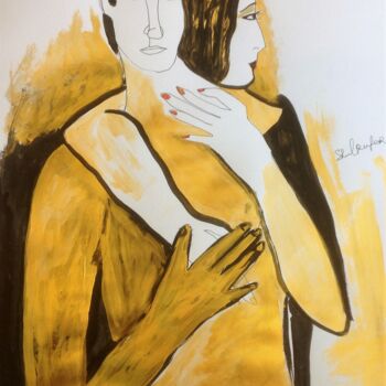 Рисунок под названием "the lovers" - Janna Shulrufer, Подлинное произведение искусства, Чернила