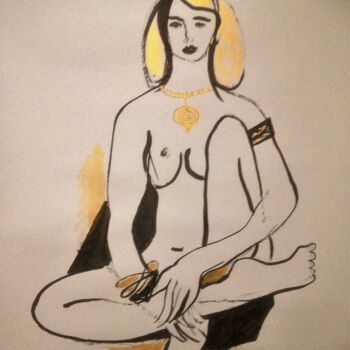 Dessin intitulée "Nude 6" par Janna Shulrufer, Œuvre d'art originale, Encre