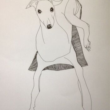 Dessin intitulée "dog1" par Janna Shulrufer, Œuvre d'art originale, Stylo gel