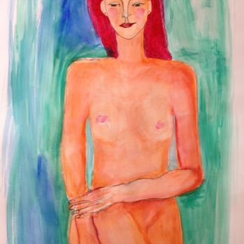 Painting titled "nude 18" by Janna Shulrufer, Original Artwork, Watercolor
