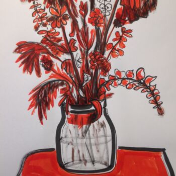 「flowers」というタイトルの描画 Janna Shulruferによって, オリジナルのアートワーク, インク