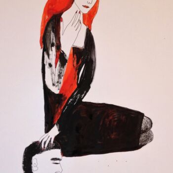 Zeichnungen mit dem Titel "Judith" von Janna Shulrufer, Original-Kunstwerk, Tinte