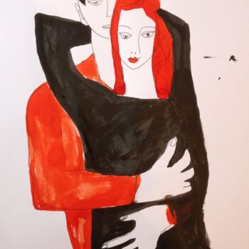 Tekening getiteld "lovers" door Janna Shulrufer, Origineel Kunstwerk, Inkt