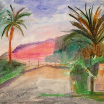 Painting titled "landscape in Eilat" by Janna Shulrufer, Original Artwork, Watercolor