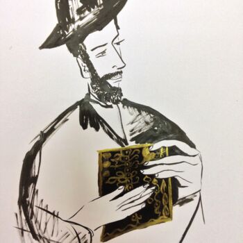 Drawing titled "Jewish young man" by Janna Shulrufer, Original Artwork, Ink