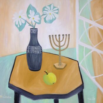 Painting titled "still life with jas…" by Janna Shulrufer, Original Artwork, Oil