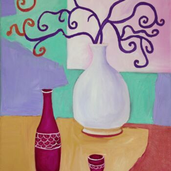 Malerei mit dem Titel "White vase" von Janna Shulrufer, Original-Kunstwerk, Öl