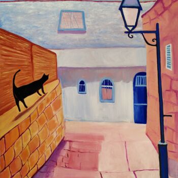 Painting titled "street light in Saf…" by Janna Shulrufer, Original Artwork, Oil