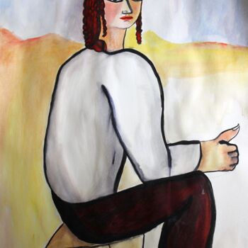 Рисунок под названием "young israeli" - Janna Shulrufer, Подлинное произведение искусства, Акварель